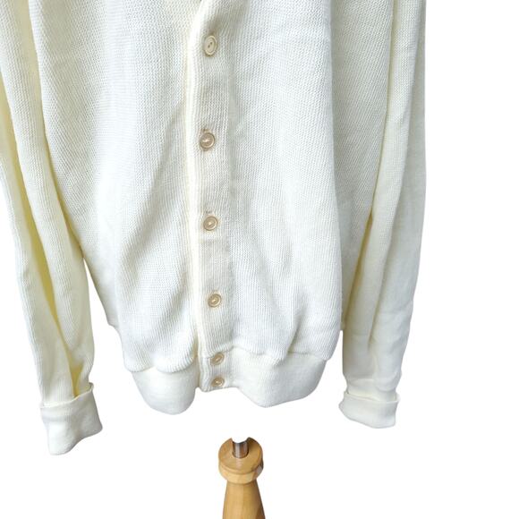 Vintage McBriar Cream V-neck Acrylic Blank Varsity Cardigan Sweater Sz Large NWT - Picture 4 of 13